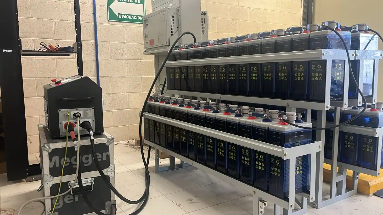Mantenimiento de banco de baterías con probador Megger
